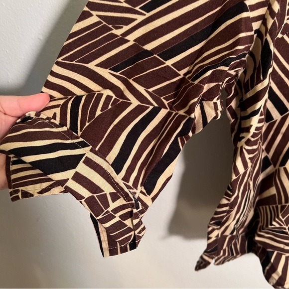 Vintage East 5th Linen Button Down Shirt Beige Geometric XL - Picture 4 of 11